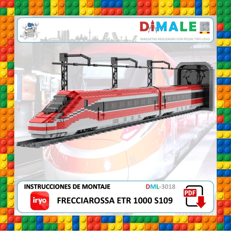 Maqueta de tren de alta velocidad Frecciarossa ETR 1000 en color rojo y blanco.