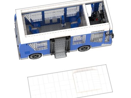 Tecnobús Gulliver U520 MOC Lego - Detalle del interior Autobús azul con interior visible y diseño detallado.