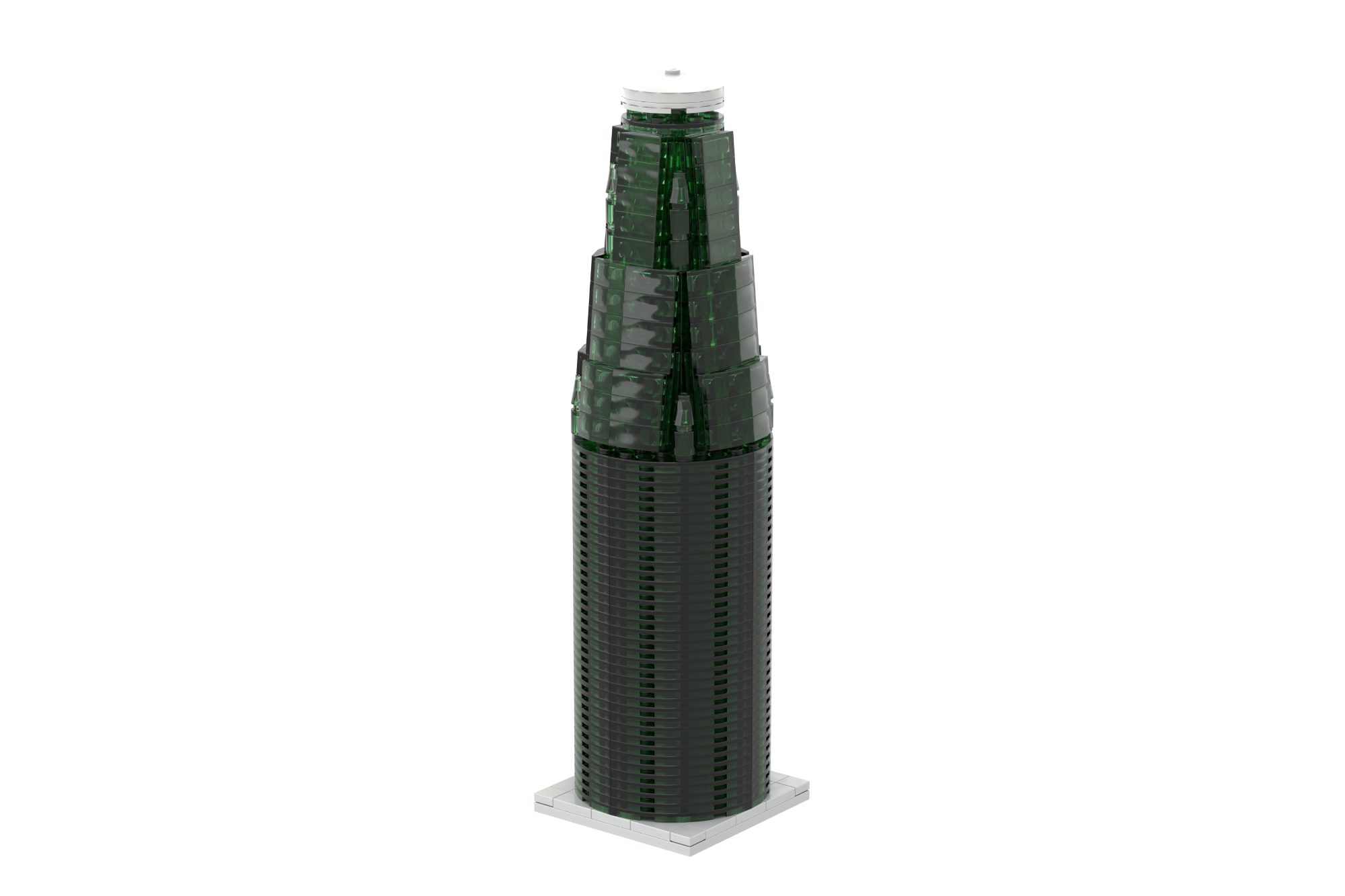Botella cerveza Carlsberg MOC Lego Botella verde con tapa en forma de cónica y cuerpo verde.
