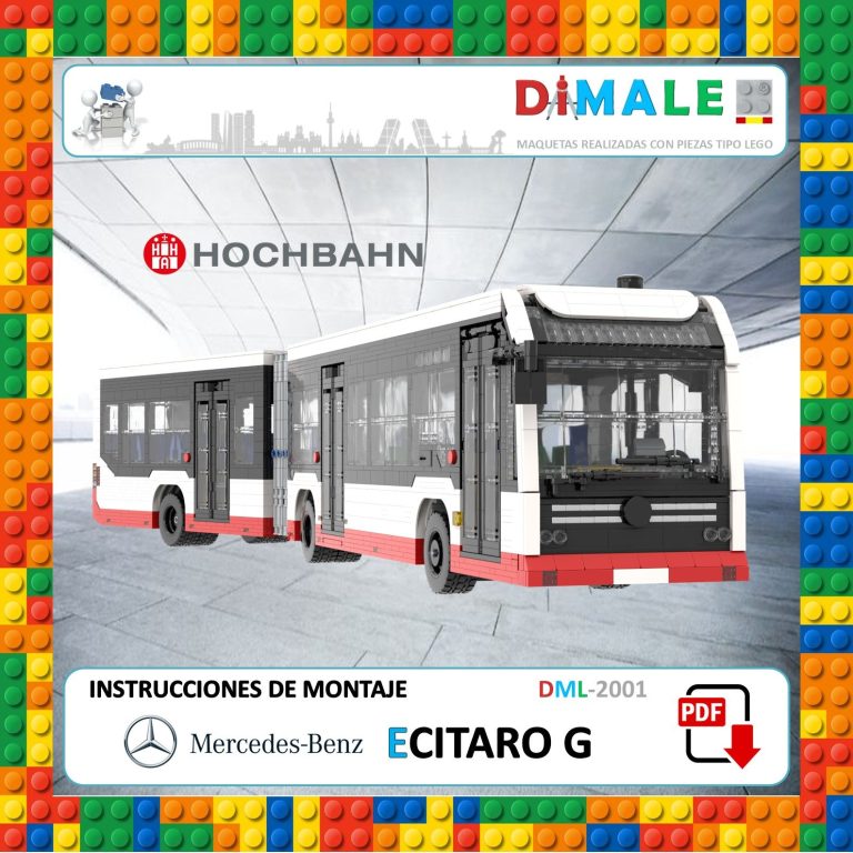 Autobús de transporte público marca Mercedes-Benz, modelo Ecitaro G, en un entorno de construcción.