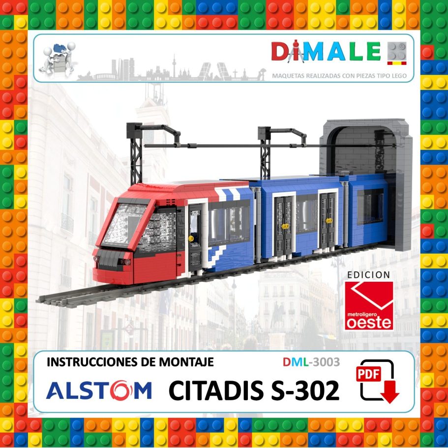 Instrucciones PDF del Alstom Citadis S302 LEGO Madrid Instrucciones de montaje para el modelo de tranvía Metro Ligero Madrid Alstom Citadis S-302