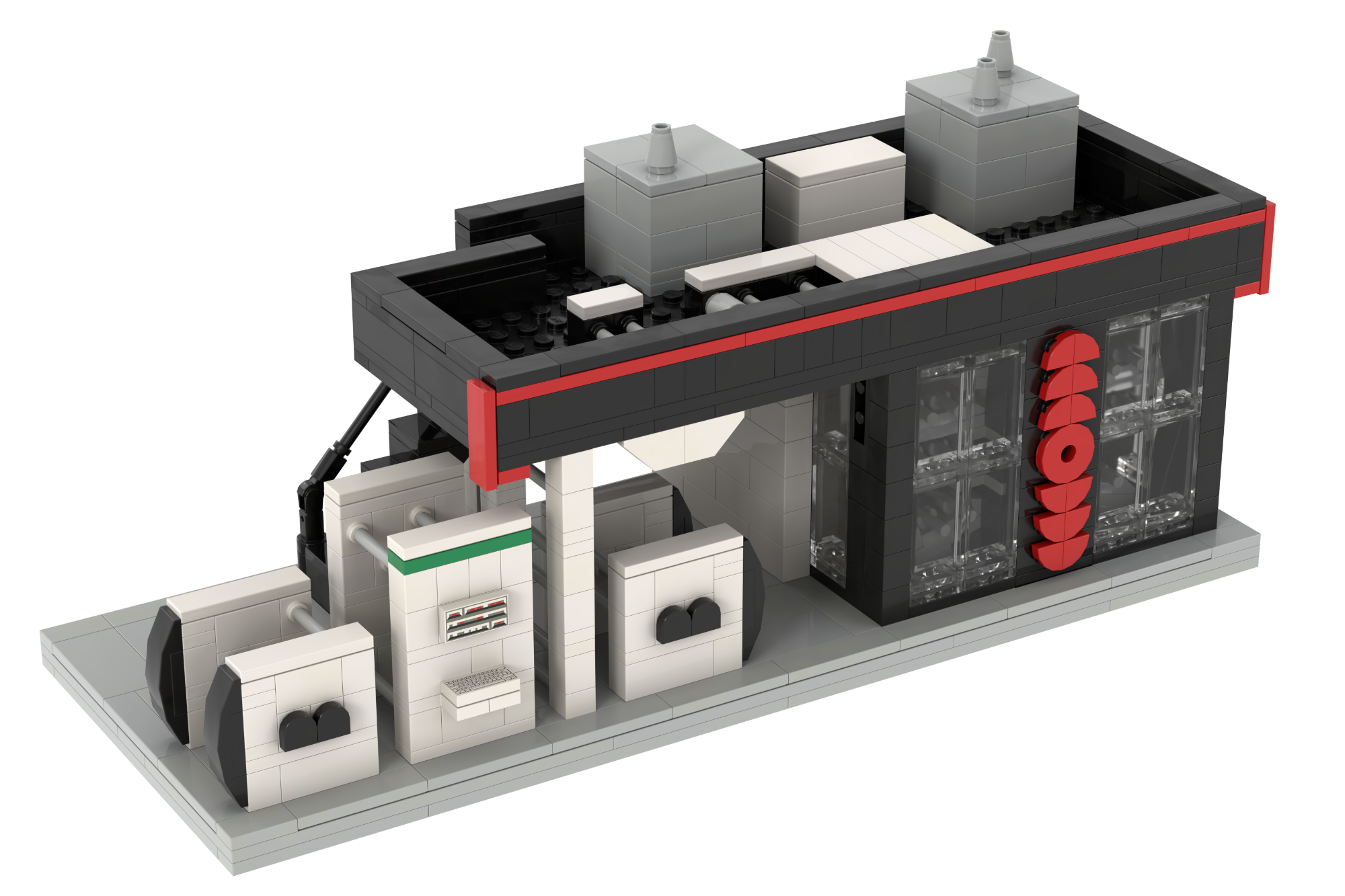 Máquina de impresión COMEXI MOC Lego Modelo de sistema eléctrico con batería y componentes electrónicos en disposición técnica.