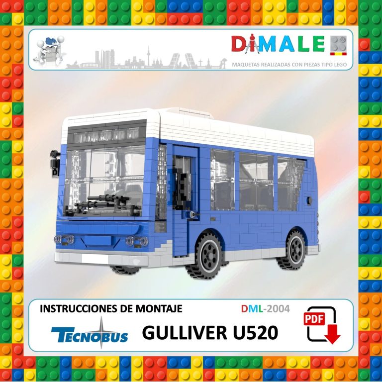 Maqueta de autobús Gulliver U520, diseñado con bloques de construcción. Instrucciones de montaje.