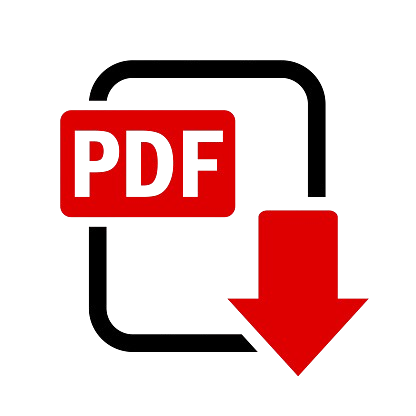 Icono de descarga de PDF con un documento y una flecha hacia abajo.