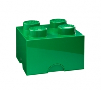 Ladrillo de LEGO verde con cuatro pernos en la parte superior.